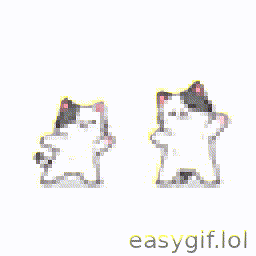AI-generated animated GIF: 2 cute cats dancing white background