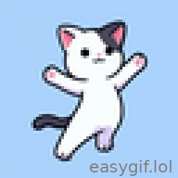 AI-generated animated GIF: A cute milk cat is dancing
