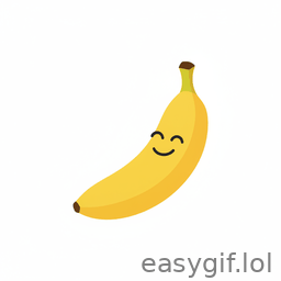 AI-generated animated GIF: banana emoji saying nano banana white bg