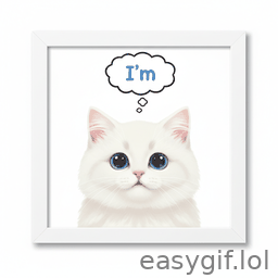 AI-generated animated GIF: cute cat says Im sorry tears white background