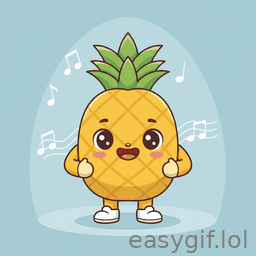 AI-generated animated GIF: cute pineapple dancing