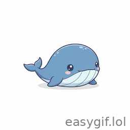AI-generated animated GIF: cute small whale  blowing water white bg