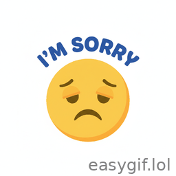 AI-generated animated GIF: emoji says Im sorry tears white background