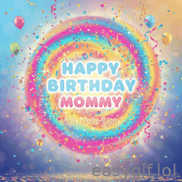 AI-generated animated GIF: happy birthday mommy colorful background