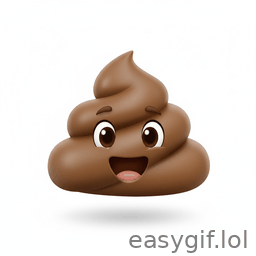 AI-generated animated GIF: Happy Poop emoji farting white bg