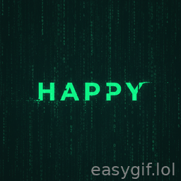 AI-generated animated GIF: matrix style happy birthday