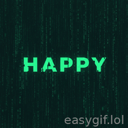 AI-generated animated GIF: matrix style happy birthday