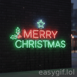 AI-generated animated GIF: merry christmas in neon lights