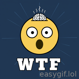 AI-generated animated GIF: mind blown emoji animated text WTF
