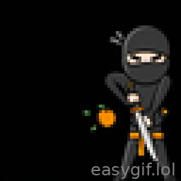 AI-generated animated GIF: Orange belt ninja slicing an orange