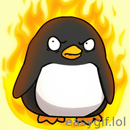 AI-generated animated GIF: Pudgy penguin rage catches fire