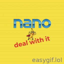 AI-generated animated GIF: Text nano banana deal with it