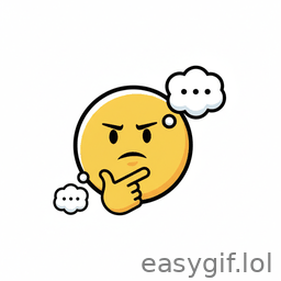 AI-generated animated GIF: thinking emoji turning into rodin thinker white bg