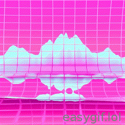 AI-generated animated GIF: wave spectrum animation synthwave