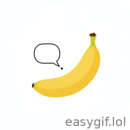 AI-generated animated GIF: white bg banana emoji speech bubble nano banana